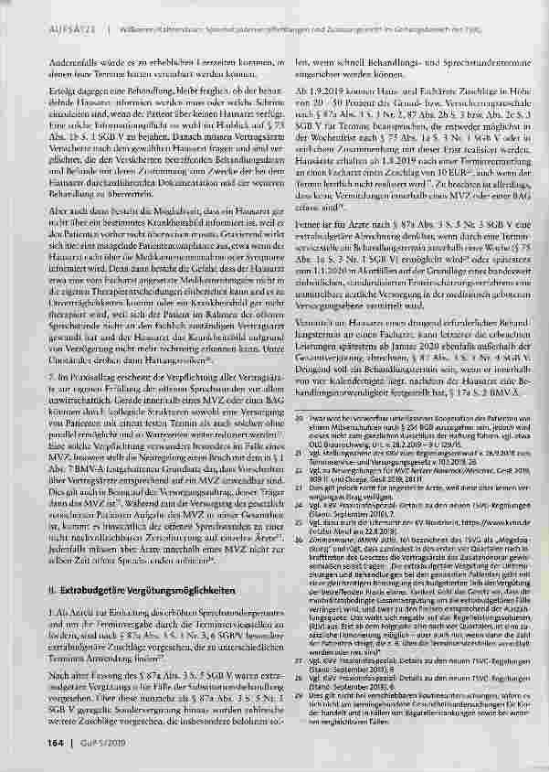 Vorschauseite 4: Sprechstundenverpflichtungen und Zulassungsrecht im Geltungsbereich desTSVG - Neuregelungen und offene Fragen