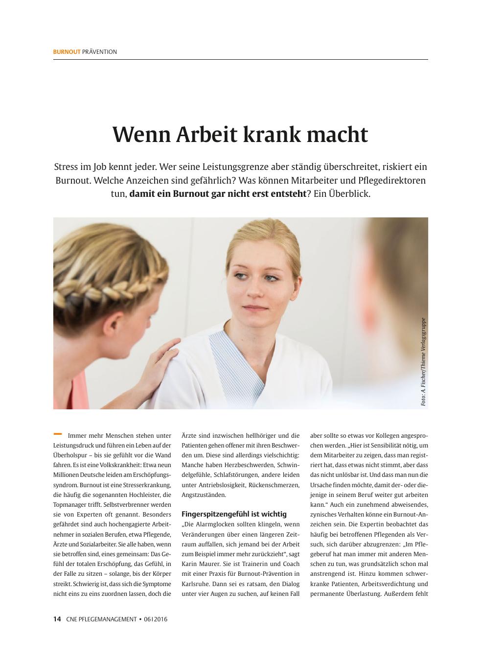 Vorschauseite 1: Wenn Arbeit krank macht