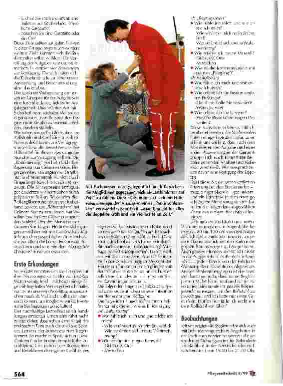 Vorschauseite 2: Schüler testen Behinderung auf Zeit Unterrichtsprojekt in der Altenpflege