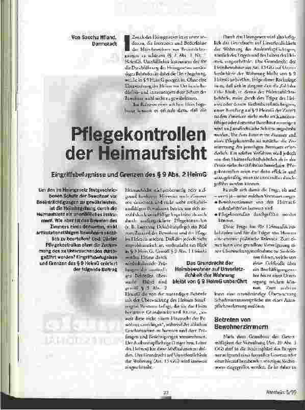 Vorschauseite 1: Pflegekontrollen der Heimaufsicht