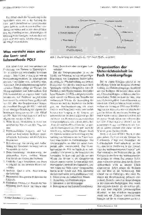 Vorschauseite 2: Veränderte Konzepte in der Pflegeausbildung - problemorientiertes Lernen Teil 1. Theoretische Vorstellung einer problemorientierten Untererichtseinheit in der Pflegeausbildung