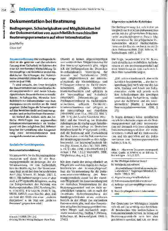 Vorschauseite 1: Dokumentation bei Beatmung