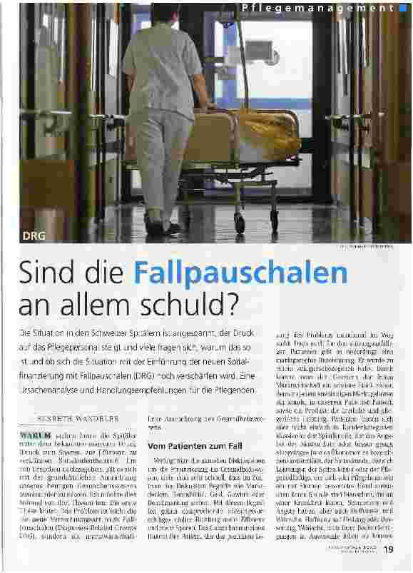 Vorschauseite 1: Sind die Fallpauschalen an allem schuld?