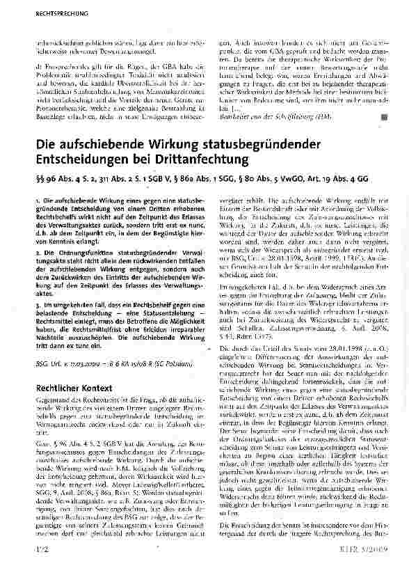 Vorschauseite 1: Die aufschiebende Wirkung statusbegründender Entscheidungen bei Drittanfechtung