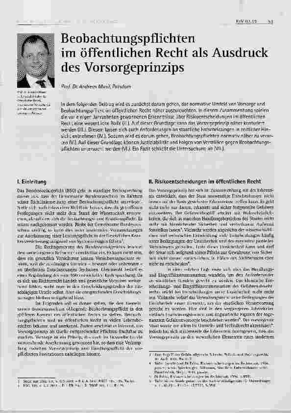 Vorschauseite 1: Beobachtungspflichten im öffentlichen Recht als Ausdruck des Vorsorgeprinzips