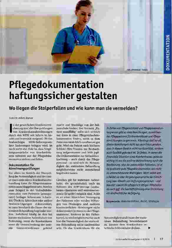 Vorschauseite 1: Pflegedokumentation haftungssicher gestalten