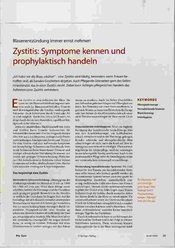 Vorschauseite 1: Zystitis: Symptome kennen und prophylaktisch handeln