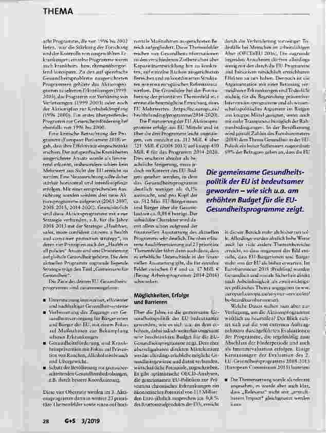 Vorschauseite 2: EU-Aktionsprogramm Gesundheit: Möglichkeiten und Hürden europäischer Gesundheitspolitik