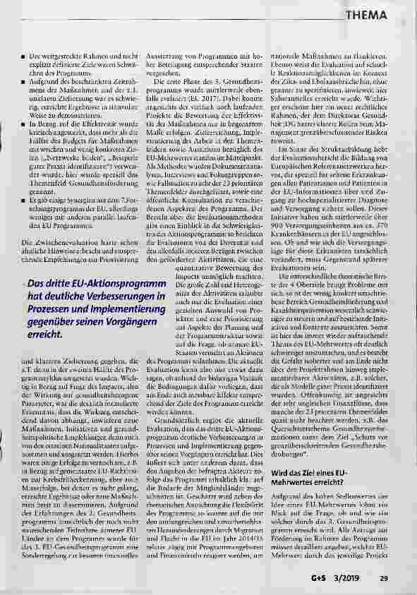 Vorschauseite 3: EU-Aktionsprogramm Gesundheit: Möglichkeiten und Hürden europäischer Gesundheitspolitik