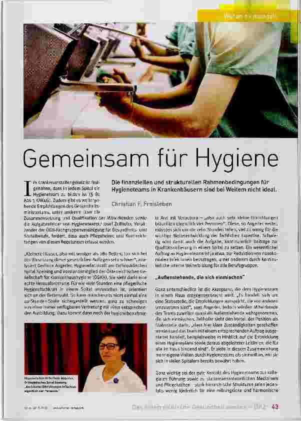 Vorschauseite 1: Gemeinsam für Hygiene