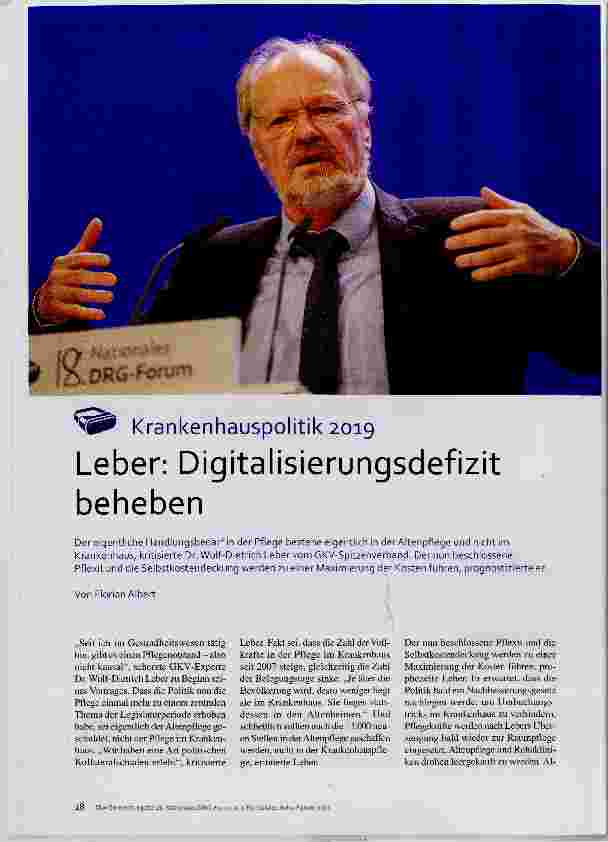 Vorschauseite 1: Krankenhauspolitik 2019 Leber: Digitalisierungsdefizit beheben