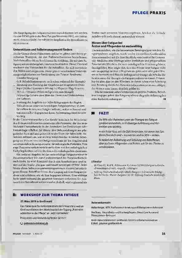 Vorschauseite 3: Fatigue ein häufig unterschätztes Syndrom