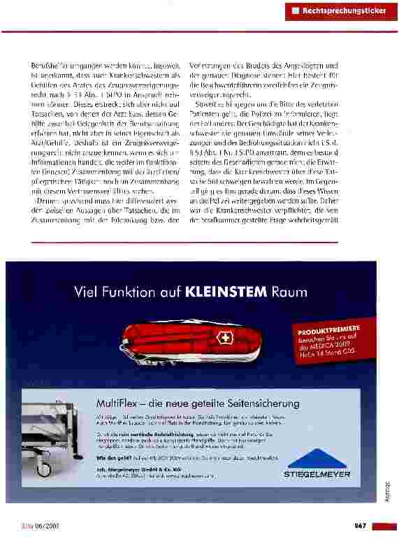 Vorschauseite 2: Zeugnisverweigerungsrecht einer Krankenschwester