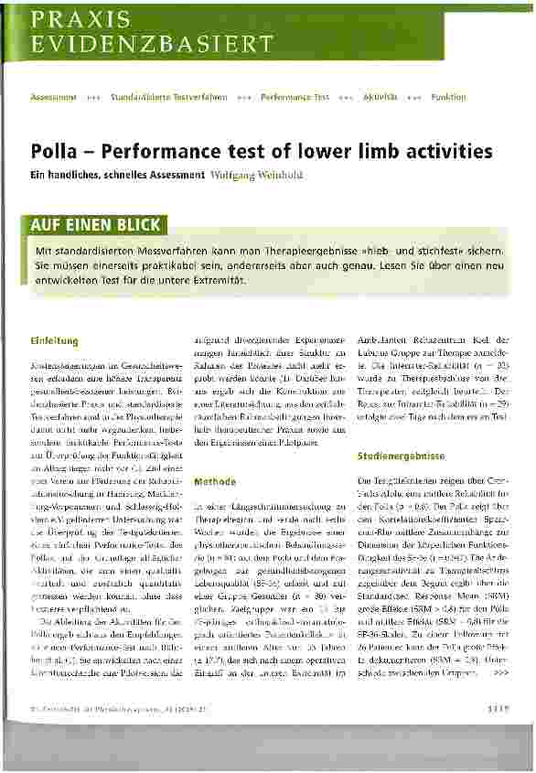 Vorschauseite 1: Polla - Performance test of Iower limb activities