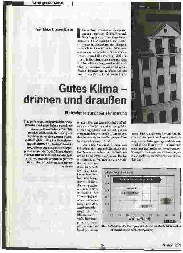 Vorschauseite 1: Gutes Klima - drinnen und draußen Maßnahmen zur Energieeinsparung