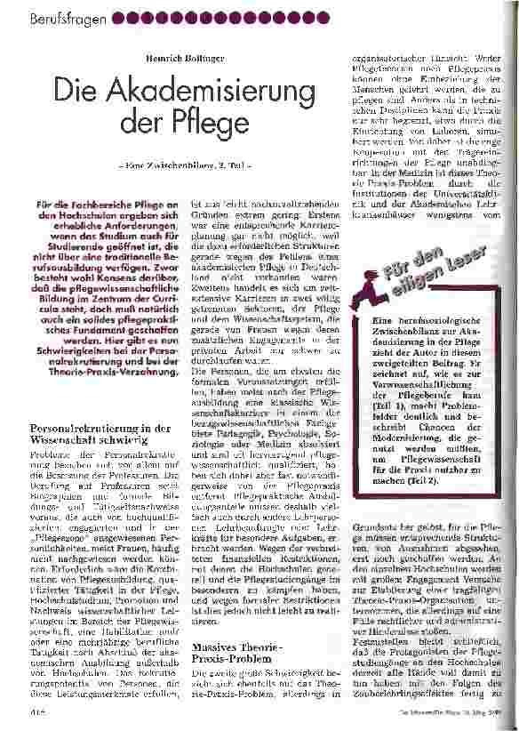 Vorschauseite 1: Die Akademisierung der Pflege