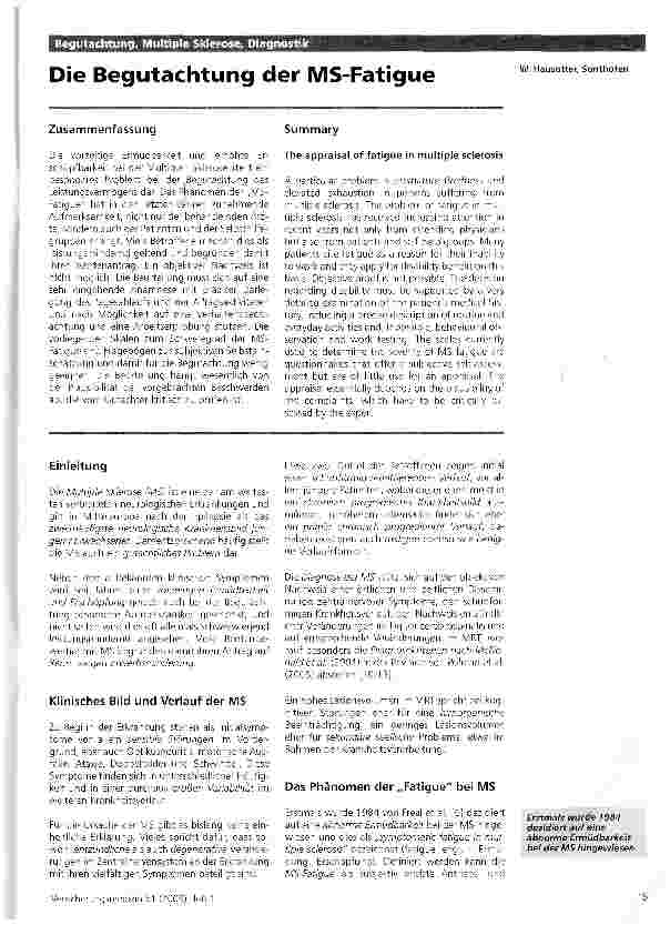 Vorschauseite 1: Die Begutachtung der MS-Fatigue