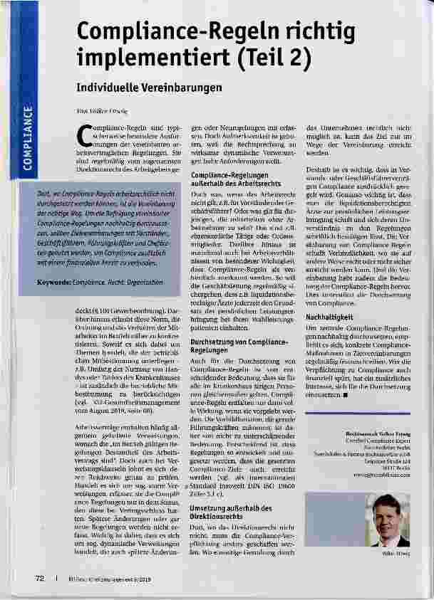 Vorschauseite 1: Compliance-Regeln richtig implementiert (Teil 2)