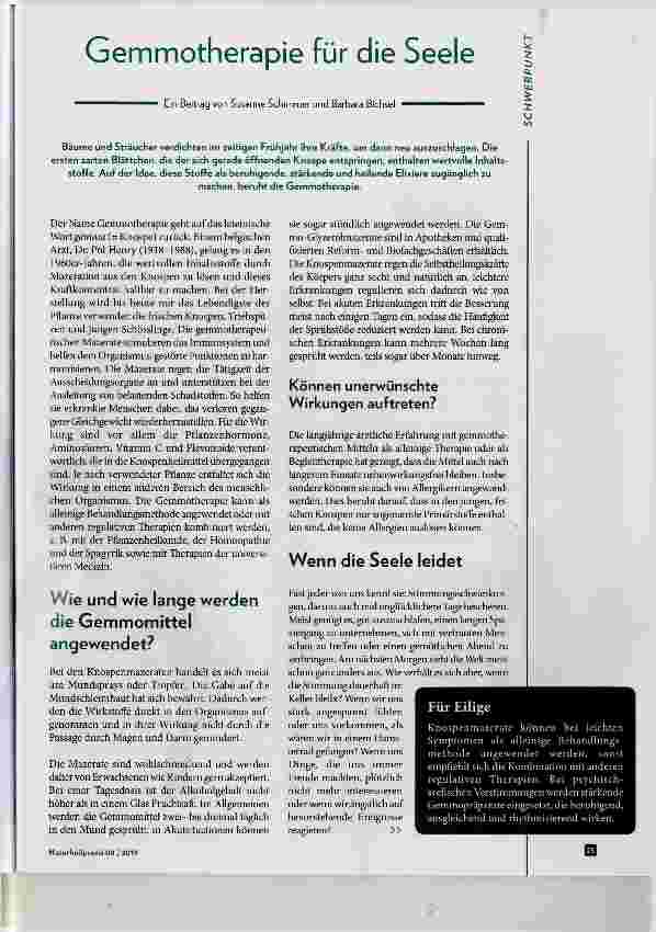 Vorschauseite 1: Gemmotherapie für die Seele