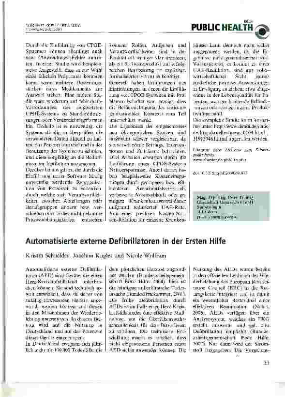 Vorschauseite 1: Automatisierte externe Defibrillatoren in der Ersten Hilfe
