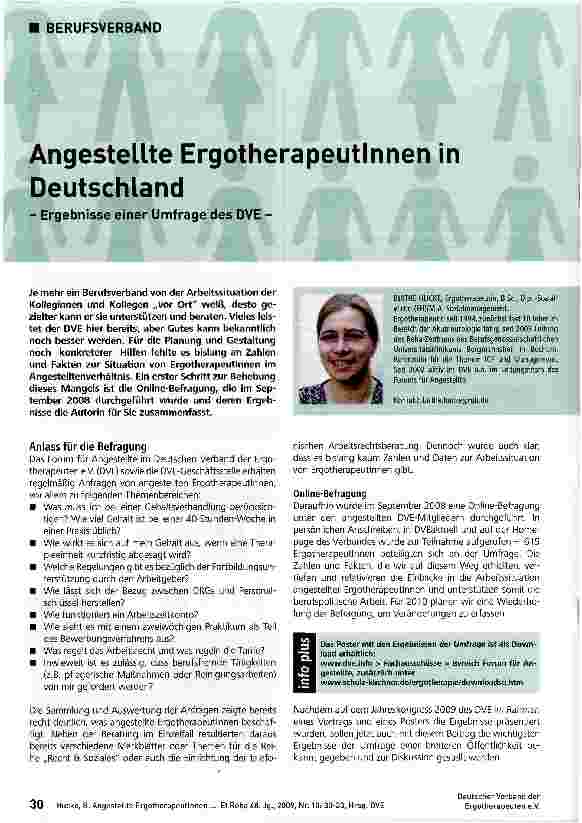 Vorschauseite 1: Angestellte Ergotherapeutlnnen in Deutschland