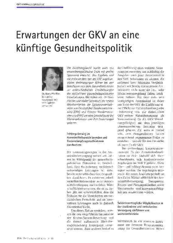Vorschauseite 1: Erwartungen der GKV an eine künftige Gesundheitspolitik