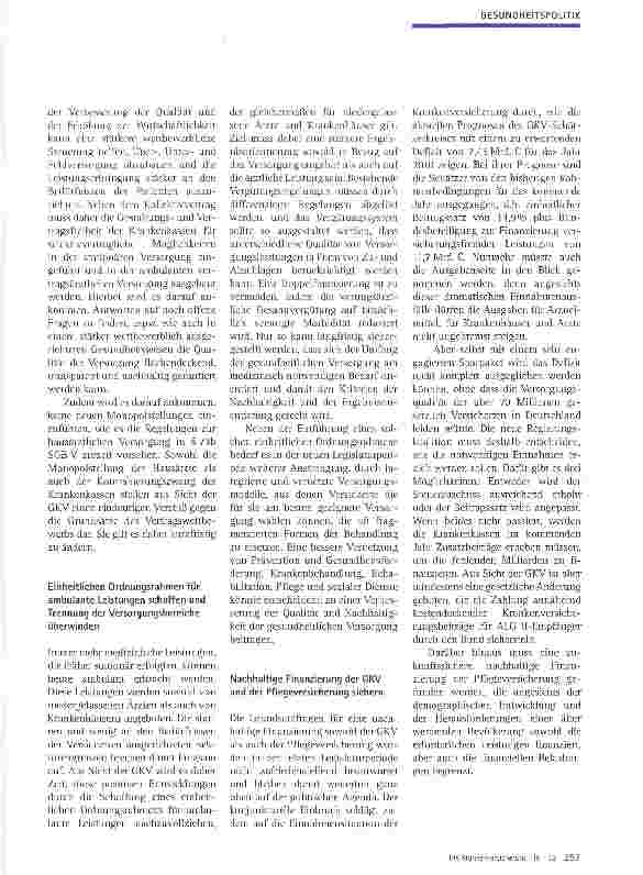 Vorschauseite 2: Erwartungen der GKV an eine künftige Gesundheitspolitik