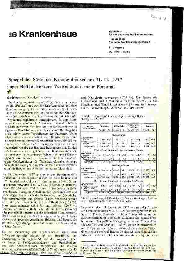 Vorschauseite 1: Im Spiegel der Statistik am 31.12.1977