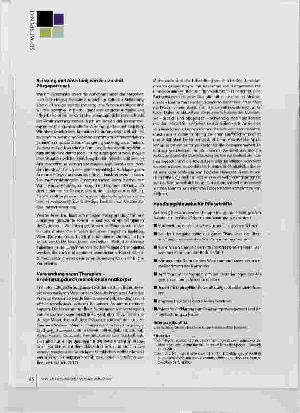Vorschauseite 4: Notfallmanagement beim Einsatz immunonkologischer Substanzen