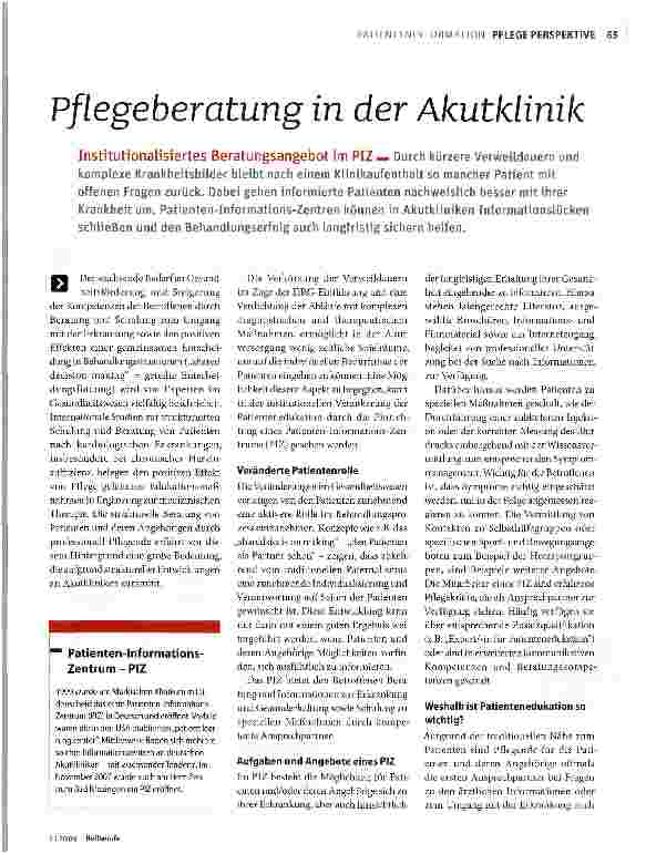 Vorschauseite 1: Pflegeberatung in der Akutklinik