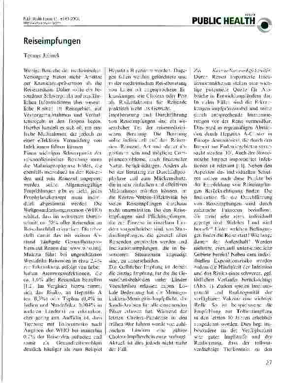 Vorschauseite 1: Reiseimpfungen