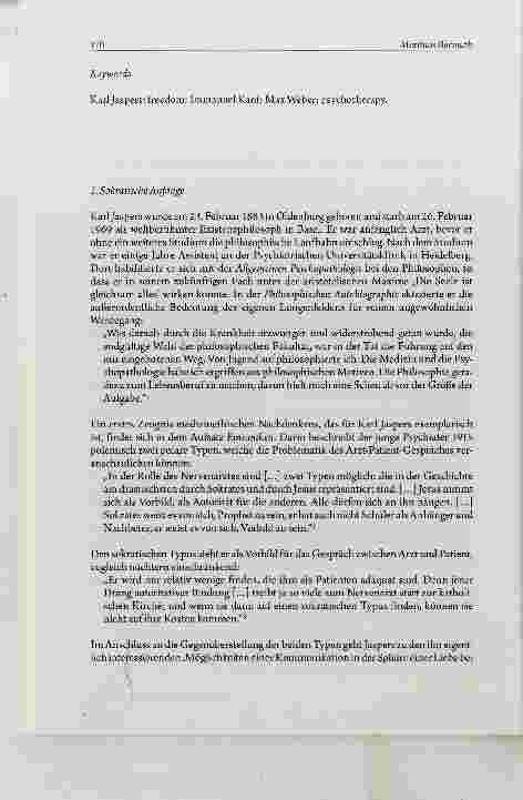 Vorschauseite 2: Herausforderungen der Freiheit Karl Jaspers und das Arzt-Patient-Verhältnis in derPsychotherapie