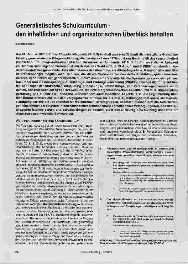Vorschauseite 1: Generalistisches Schulcurriculum den inhaltlichen und organisatorischen Überblick behalten