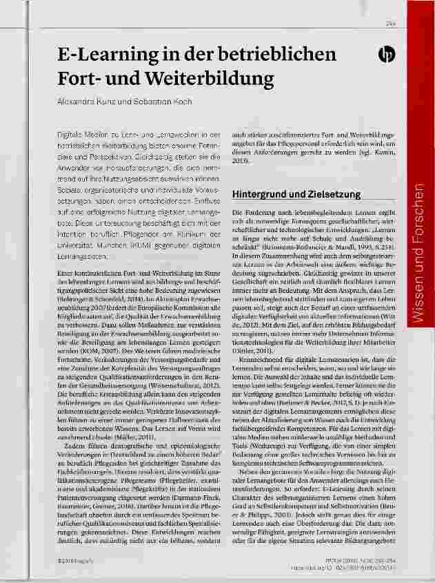 Vorschauseite 1: E-Learning in der betrieblichen Fortund Weiterbildung