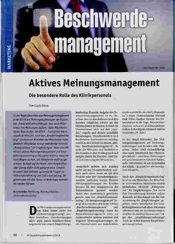 Vorschauseite 1: Aktives Meinungsmanagement