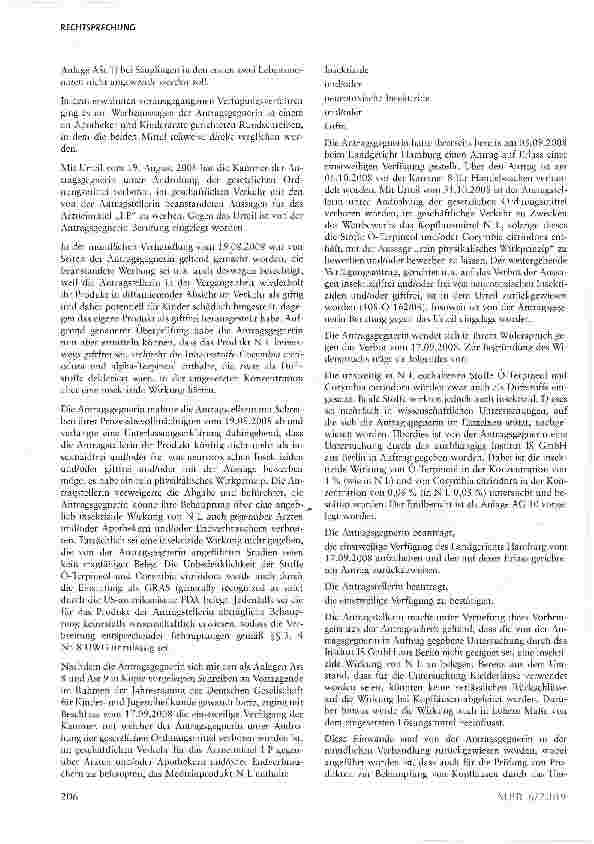 Vorschauseite 2: Schädigung eines Mitbewerbers durch vergleichende Werbung eines Arzneimittels und eines Medizinproduktes zur Bekämpfung von Kopfläusen