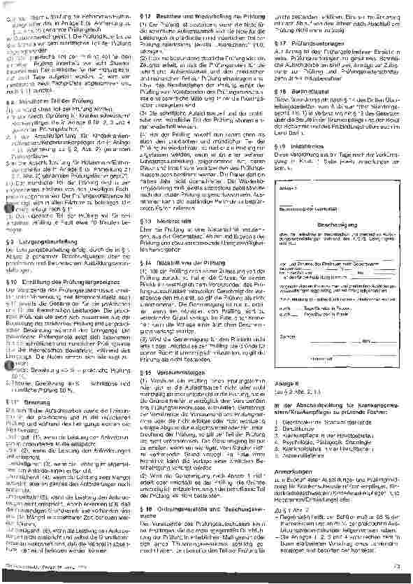 Vorschauseite 2: Ausbildungsund Prüfungsordnung für Krankenschwestern/krankenpfleger, Kinderkrankenschwestern/Pfleger und Hebammen/Entbindungshelfer