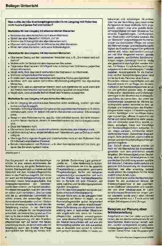 Vorschauseite 3: Krankenpflegeausbildung in der Psychiatrie Praktische Anleitung von Krankenpflegeschülern/-innen