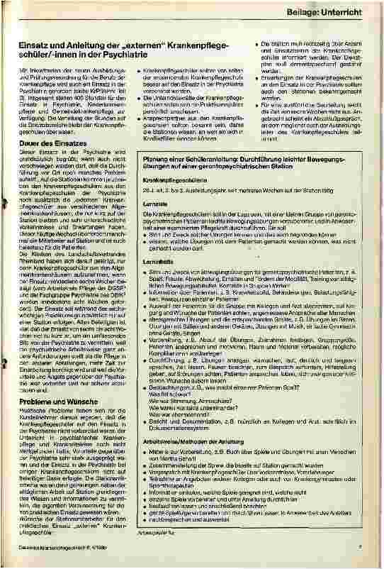 Vorschauseite 6: Krankenpflegeausbildung in der Psychiatrie Praktische Anleitung von Krankenpflegeschülern/-innen