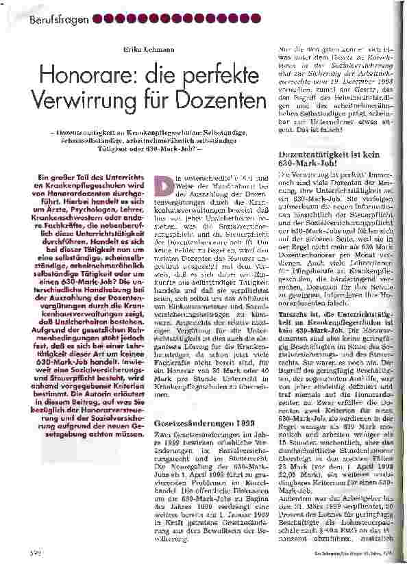 Vorschauseite 1: Honorare: die perfekte Verwirrung für Dozenten