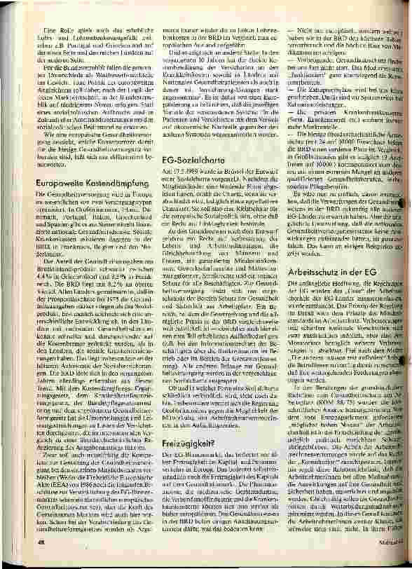 Vorschauseite 2: Gesundheit Europa, wohl bekomms! Absehbare Auswirkungen des EG-Binnenmarktes