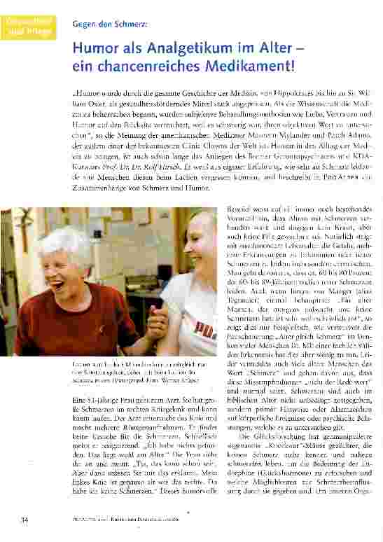 Vorschauseite 1: Humor als Analgetikum im Alter -ein chancenreiches Medikament!