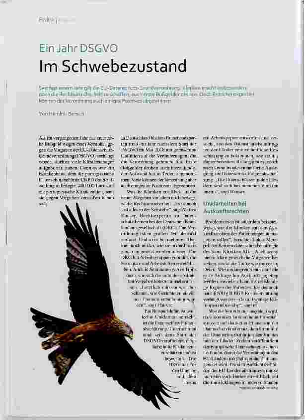 Vorschauseite 1: Ein Jahr DSGVO Im Schwebezustand