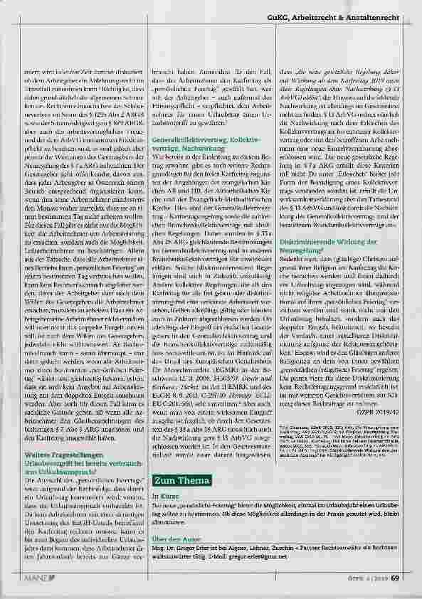 Vorschauseite 2: Der neue „persönliche Feiertag“ als „Ersatz“ für den Karfreitag!?