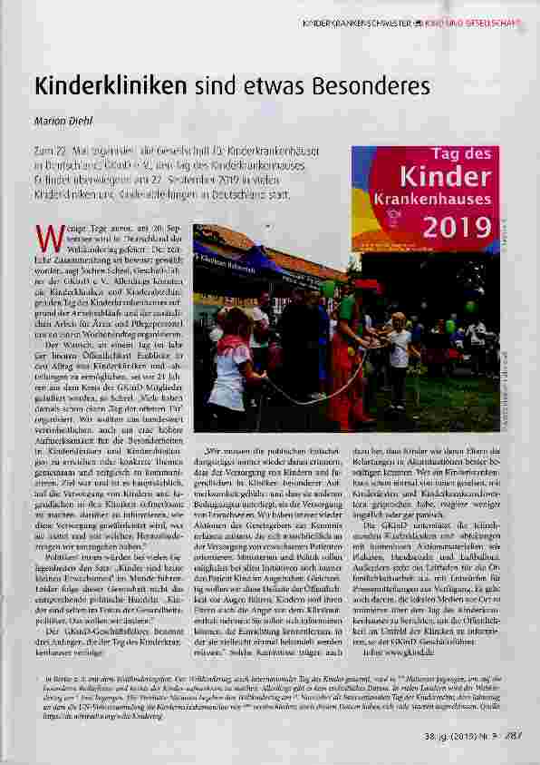 Vorschauseite 1: Kinderkliniken sind etwas Besonderes