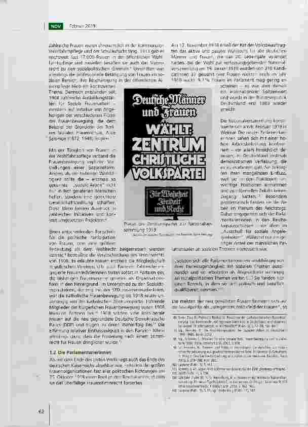 Vorschauseite 2: 100 Jahre Frauenwahlrecht: Parlamentarierinnen, der Deutsche Verein und die Weimarer Sozialgesetzgebung