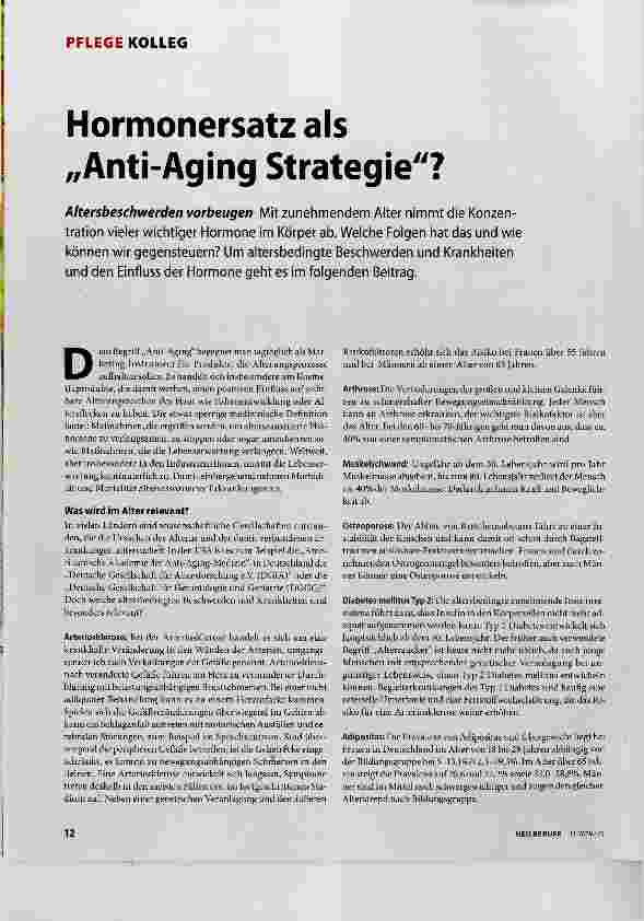 Vorschauseite 1: Hormonersatz als Anti-Aging Strategie?