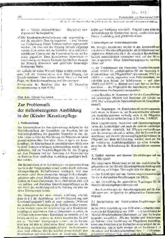 Vorschauseite 1: Zur Problematik der stellenbezogenen Ausbildung in der ( Kinder ) Krankenpflege