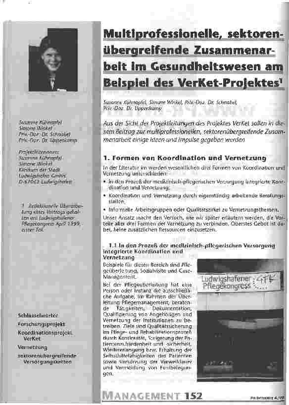 Vorschauseite 1: Multiprofessionelle, sektorenübergreifende Zusammenarbeit im Gesundheitswesen am Beispiel des VerKet-Projektes