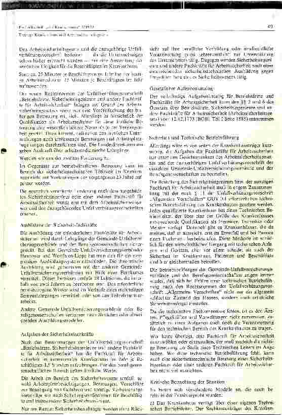Vorschauseite 2: Krankenhaus und Arbeitssicherheitsgesetz
